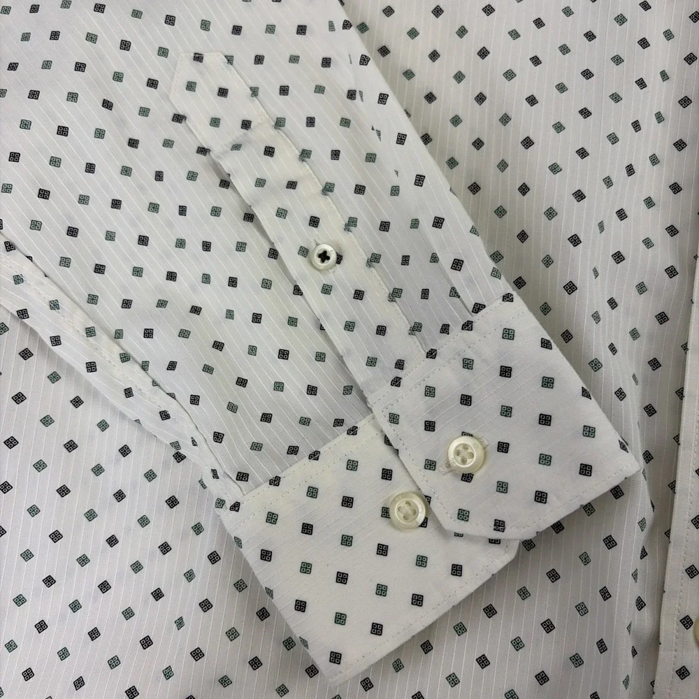 Banana Republic Slim Fit Men's XL White Diamond Print Long Sleeve Shirt EXC
